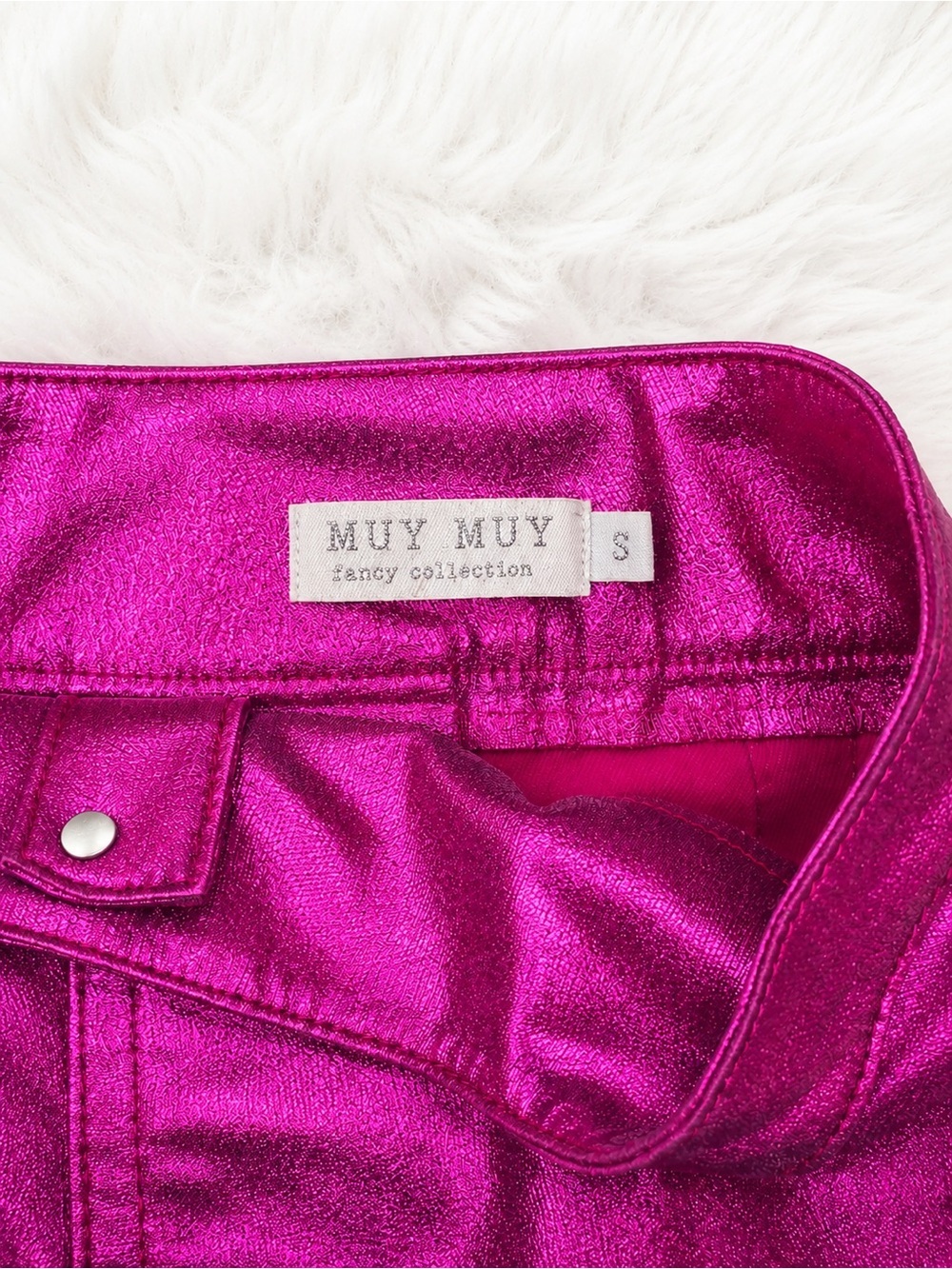 Muy Muy Fancy Collection Metallic Pink Cargo Midi Skirt Small Y2K Barbiecore - Picture 2 of 3